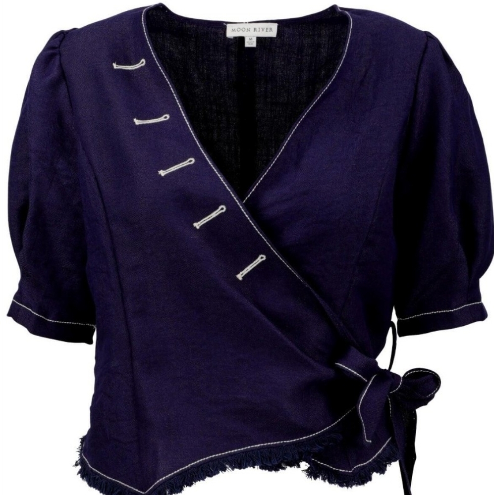 Moon River Cotton & Linen Blouse